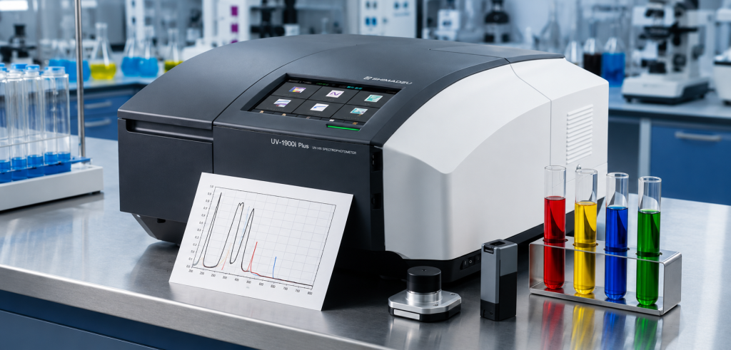 آنالیز رنگ مواد غذایی با دستگاه اسپکتروفتومتر UV-1900i plus کمپانی شیمادزو